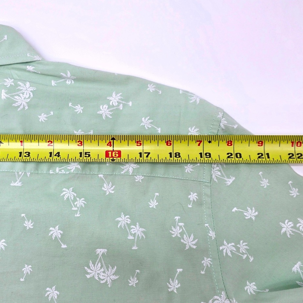 George Mens Palm Tree‎ Print Short Sleeve Button Down Shirt Green XL - Picture 8 of 11